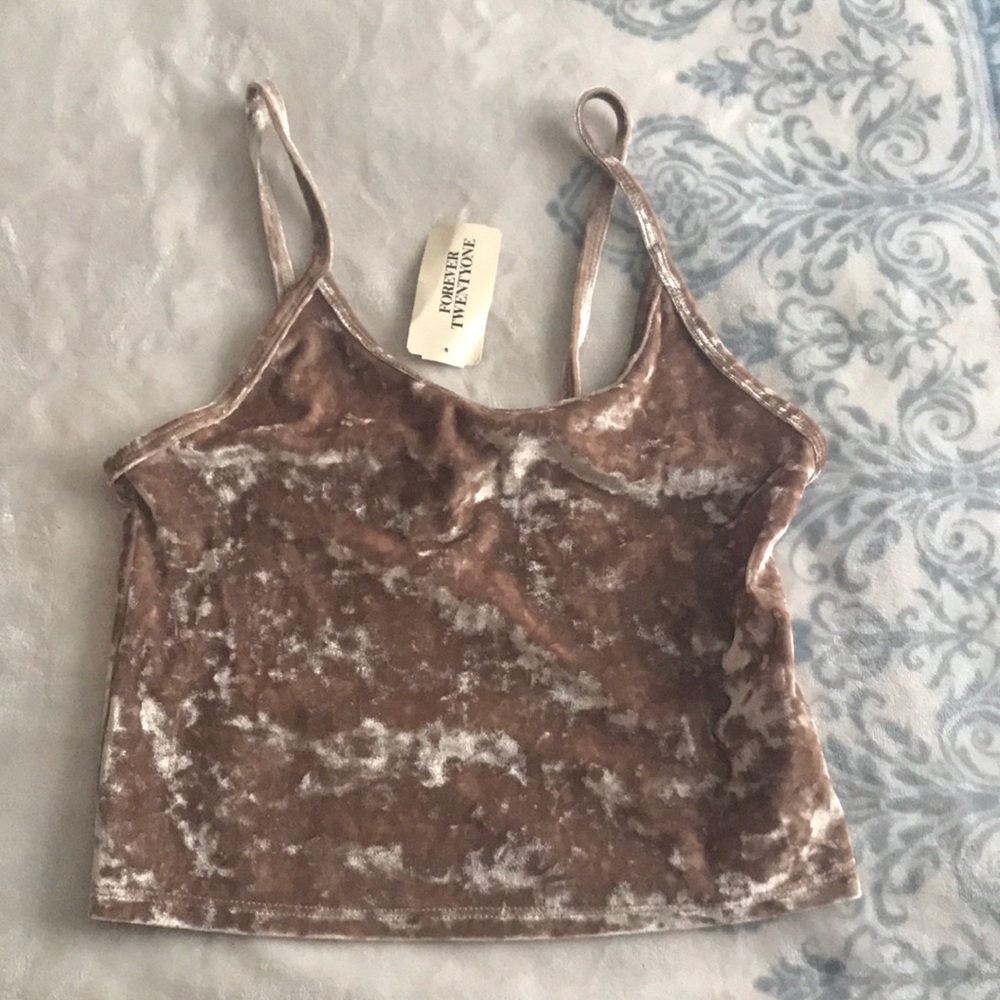 Golden tan crushed velvet crop top